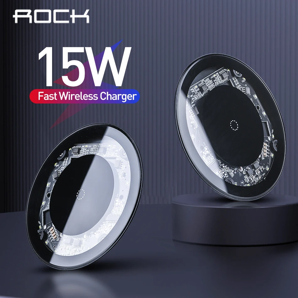 ROCK 15W Qi Беспроводное зарядное устройство для iPhone X XS MAX XR 8 Plus Samsung S10 Xiaomi 9 10W