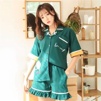

Strip Pocket Pure Cotton Short Sleeve Shorts Pajamas Homewear Set Series
