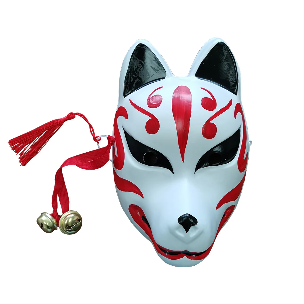 Full Face Hand Painted Japanese Fox Mask Kitsune Cosplay Masquerade