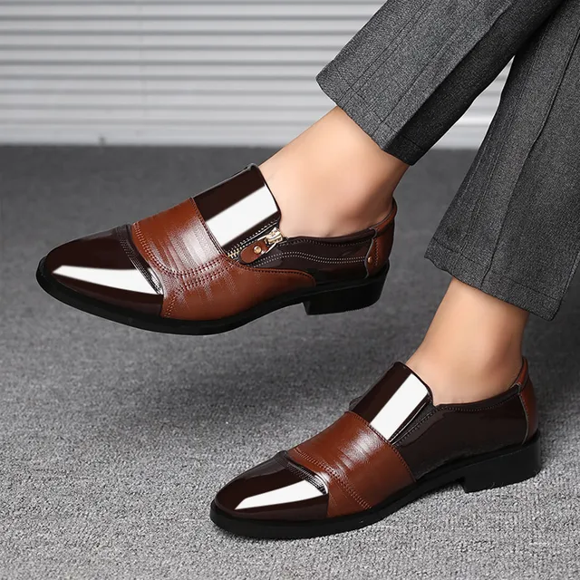 Luxury OXford Shoes Formal Shoes Men's Apparel Men's Shoes color: Black PU Leather|Brown PU Leather|ZIP Black|Zip Brown