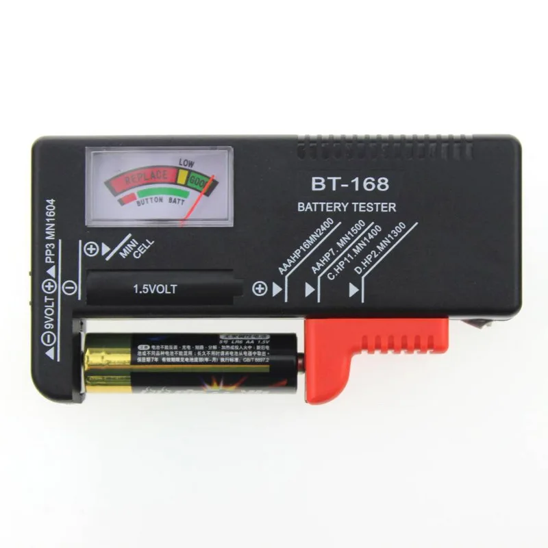 

Junejour Mini BT168 Pointer Battery Tester Volt For 1.5-9V Button Multi Size Battery Tester Digital Voltage Meter Tools NEW