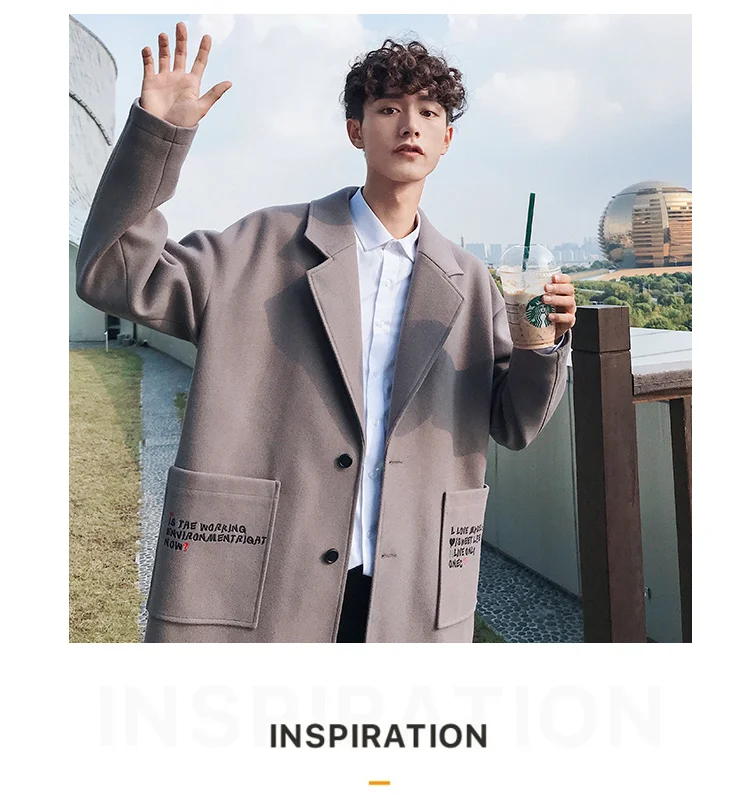 Trench Coat Men Korean-style Trend Casual Versatile Middle Long Coat New Style Popular Brand Fashion Men's Lightweight Jack