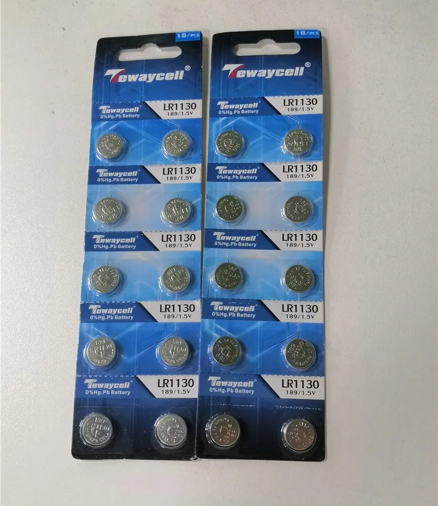 2 packs 20pcs /lot 0% mercury 1.5V AG10/LR1130 button battery watch induction lamp alkaline battery