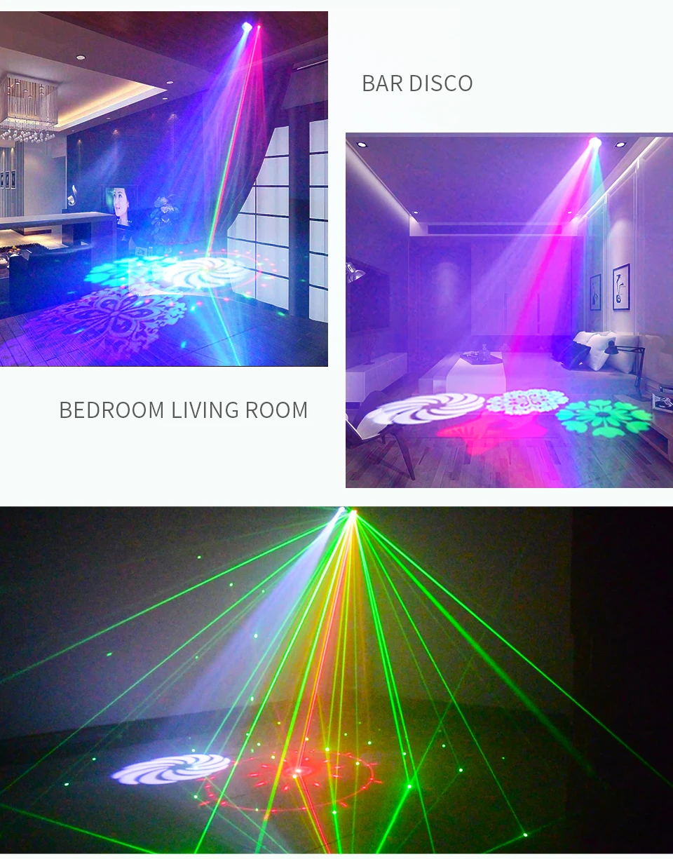 YSH Laser Disco Light Party Lamp Fog Machine Radiation DJ Controller Projecter Led Music Stage Home Decoration Gift RGB Strobe