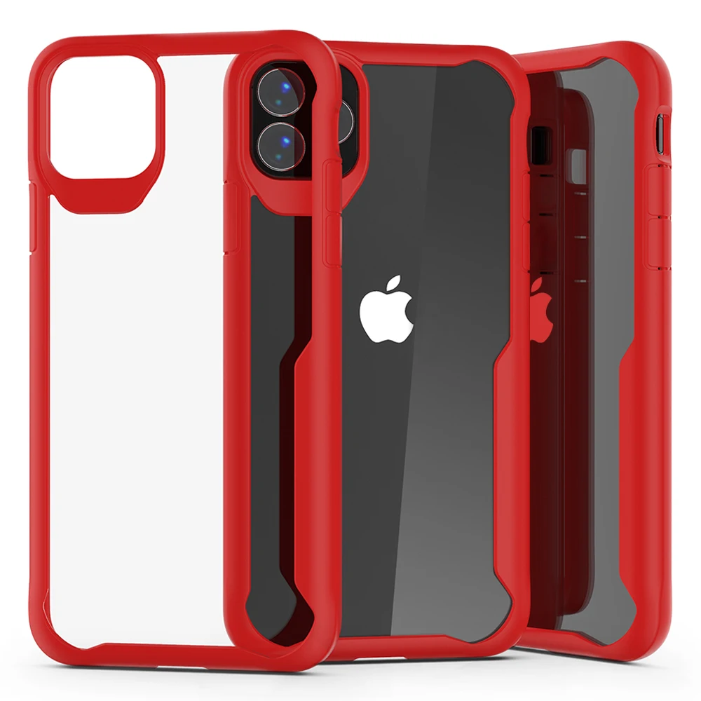 Красный LLZ. COQUE противоударный чехол для IPhone 11 Pro Max TPU бампер Гибридный чехол для Iphoen 6 7 8 Plus Xs X Xr Max тонкий прозрачный чехол - Цвет: Красный