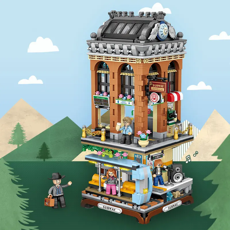 

LOZ Mini Subway Station Model Building Blocks Stairs Figures Food Truck Bricks Kit Girls Educational Toys for Kids Xmas Gift