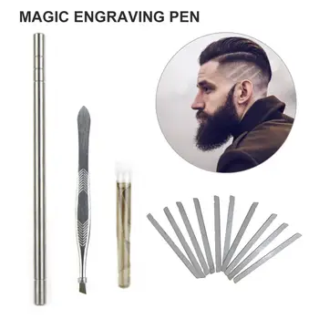 

Eyebrows Beards Razor Shaving Styling Tool For Salon Hair Art Design (1 Engraving Pen 10 Blades 1 Tweezers)