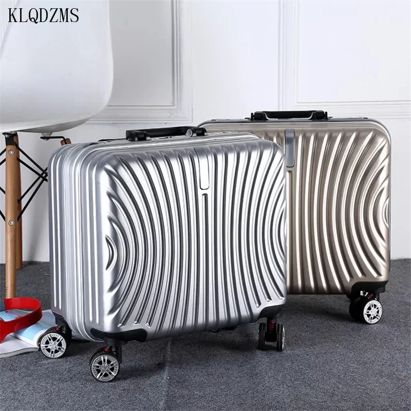 KLQDZMS 18 дюймов вести дорожная pc чемодан на колёсиках spinner на колесах для женщин сумка тележка
