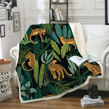 

Soft Cartoon Leaf Printed Blanket Thickened Double-layer Fur 3D Bed Printed Digital Warm Cover Blanket Polyester Winter Couch