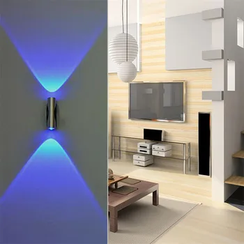 Double-headed LED Wall Lamp Home Sconce Bar Bedroom Porch KTV Wall Decor Ceiling Light Blue Home Decoracion Wall Light #YY 4