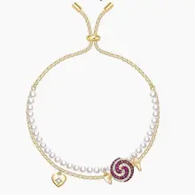 Чистый Серебряный декор из стерлингового серебра 925 пробы, браслет «Конфета» с бусинами из жемчуга для женщин и девочек, милые ВЧ брендовые ювелирные изделия, браслеты с леденцами