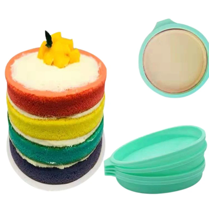 4Pcs Household Silicone Round Cake Mold Kitchen Round DIY Handmade Cake Baking Mold Silicone Mold For Bakery Home Kitchen Tools