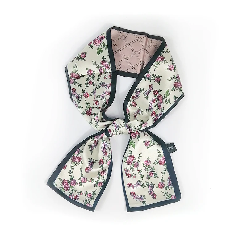 Женские шарфы с цветочным принтом, дизайнерский шелковый шарф, маленькая сумка с лентой, женский головной убор, Длинные обтягивающие платки, женские шарфы - Цвет: 6