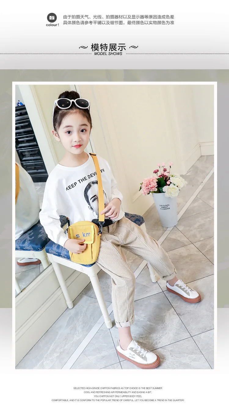 Girl'S Pants Spring New Style Korean-style Men And Women Child Big Boy Corduroy Pants Corduroy Dad Capri Pants