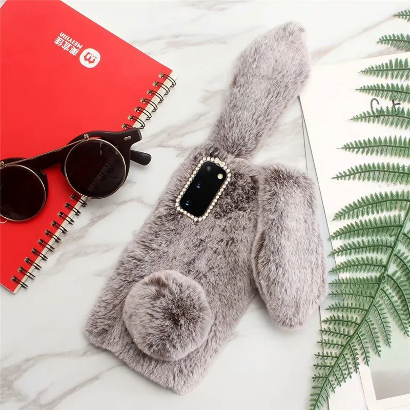 pu case for huawei For MOTO One Action Vision Case Fluffy Rabbit Fur soft cover For Motorola MOTO G9 Plus G8 Power lite MOTO E6 PLAY E6S Phone case huawei pu case Cases For Huawei