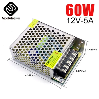 

DC 12V 5A 60W Power Supply Lighting Transformer For LED Strip Light Switching Power Adapter Driver Electronic Tools