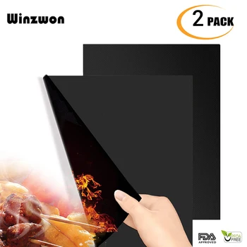 

2Pcs Reusable Teflon Sheet Baking Mat High Temperature Resistant Baking Sheet Non-stick Heat-Resistant Pad Outdoor BBQ Grill Mat