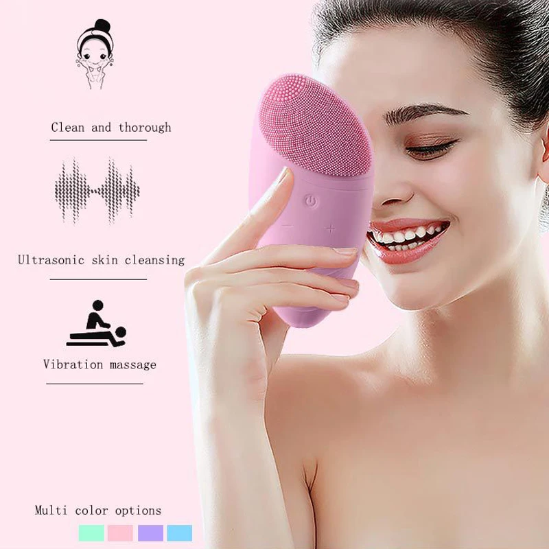 

New Facial Cleanser Electric Cleansing Brush Silicone Sonic Cleansing Instrument Deep Pore Cleansing Device Skin Massager Brush