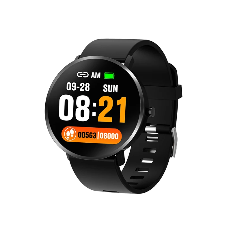 Black silicone strap Смарт-часы на Android, мужские водонепроницаемые Смарт-часы, монитор сердечного ритма, браслет, цветной экран, спортивный браслет для Ios Android - Цвет: Black silicone strap