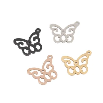 

silver/gold/rose gold/black Stainless Steel Butterfly Pendants Charms 18MM*15mm for Bracelet Necklace Jewelry Making