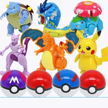 

6pcs/set Pokeballs Monster Pikachu Gyarados Mewtwo Charizard Bulbasaur Squirtle Acrion Figure Toy For Childrens Christmas Gift