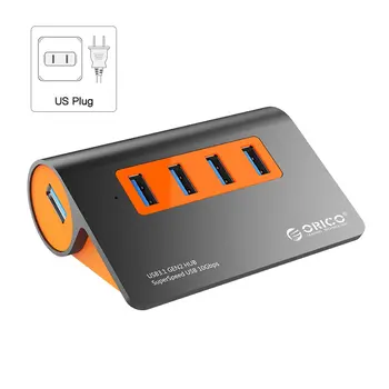 

ORICO USB3.1 Gen2 HUB Aluminum USB HUB PC Splitter 10Gbps Super Speed With 12V Power Adapter for Samsung Galaxy S9/S8/Note