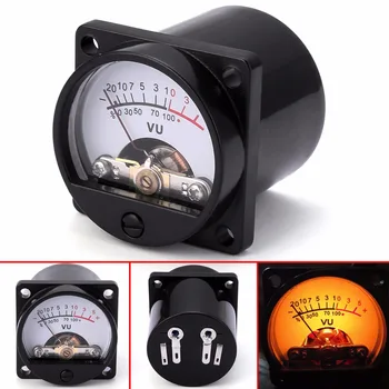 

1pc Black DC AC Panel VU Meter 6-12V Bulb Warm Back Light Recording Audio Level Amp 630Ohm Meter for Audio Equipment 35*35mm