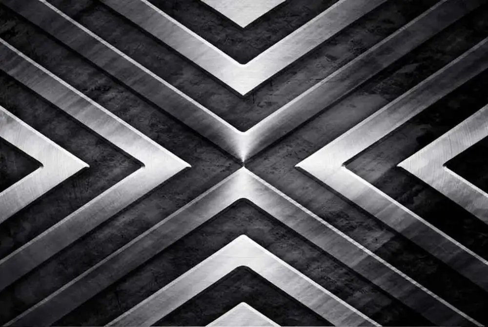 

Drop Shipping Custom 3D Wallpaper Mural Metal Steel Plate Texture Cutting Line Black And White Wall Decoration Painting Wall
