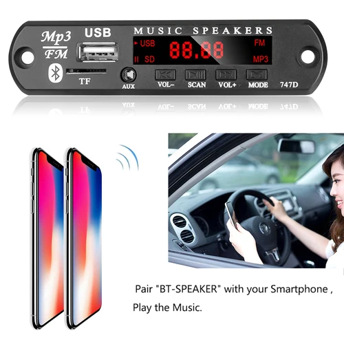 Kebidu 무선 블루투스 MP3 WAV 디코더 보드 오디오 모듈, USB TF 라디오, 자동차 액세서리, 리모컨 포함, 9V-12V 4