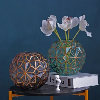 

Nordic Diamond Check Glass Vase Desktop Plant Holder Hydroponics Flower Vase Home Wedding Decoration Luxury Modern Art Gift