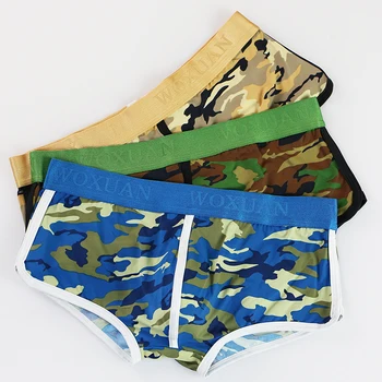 

3 Pcs/Lot Men Camouflage Underwear/WOXUAN Brand Polyester Men's Big Bulge Pouch Loose Boxers Shorts Panties