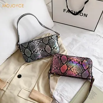 

Vintage Snake Print Handbag Totes Women PU Leather Retro Serpentine Travel Street Underarm Shoulder Bags Clutches Purse