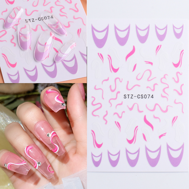 Golden Curve Marble Line Nail Sticker Irregular Swirl Striping Slider Charm Nail Design Gel Polish Decal Manicure LESTZ-CS067