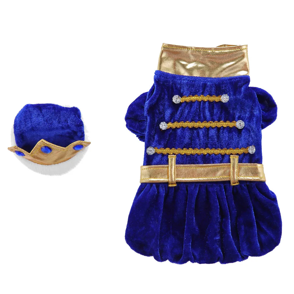 Рождественская Одежда для собак, платье с принтом, костюм для собак, кошек, пальто для маленьких собак, кошек, зимний теплый свитшот, одежда для домашних животных, Ropa para perro - Цвет: Синий
