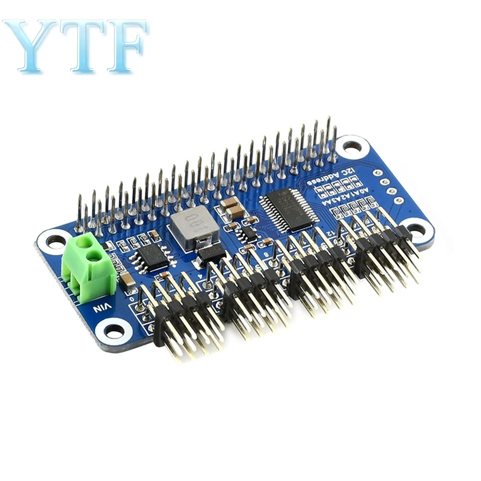 

Raspberry Pi servo drive board Expansion board module Support 16-way servo I2C interface Curved pin