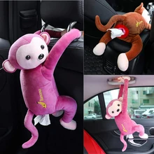 1 шт. плюшевый лоток для салфеток с обезьяной из мультфильма, чехол для дома, офиса, автомобиля, висящая бумажная коробка для салфеток, держатель для салфеток, портативная бумажная коробка