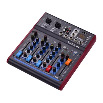

Muslady Mini Karaoke Audio Mixer Microphone Digital Sound Amplifier Mixing Console 4 Channel With USB Built-in 48V Phantom Power