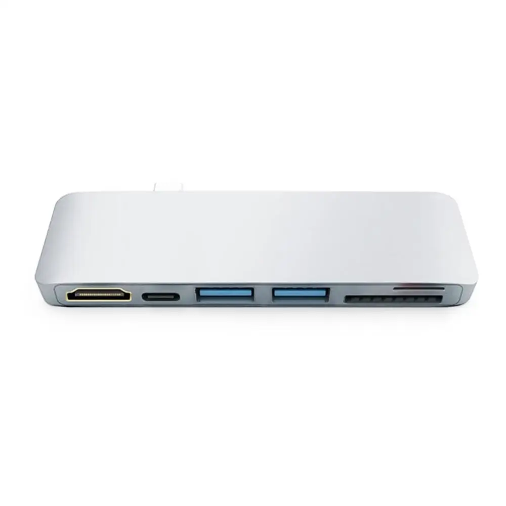 Серебристый Высокопроизводительный ультра-тонкий портативный type-C-HDMI концентратор PD-power с безопасным цифровым/TF кард-ридером для ноутбука Macbook - Цвет: Серебристый