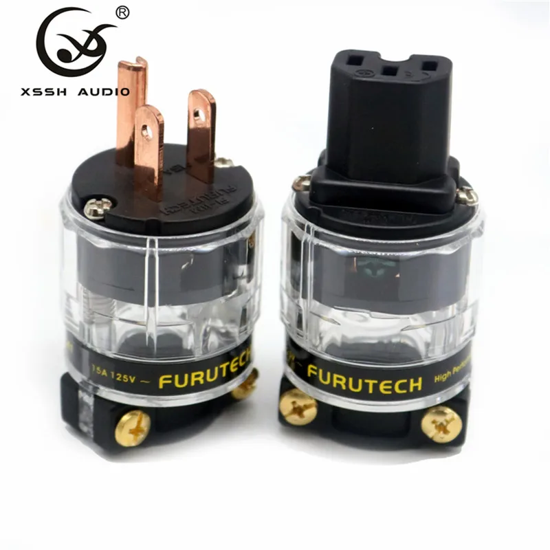 

XSSH Audio Red Copper Transparent Shell Case DIY 15A 125V AC Power Electrical Male female connector IEC US standard Plug