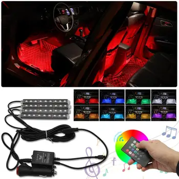 

Car styling Decoration Light Interior Floor Foot LED Atmosphere RGB Neon Strip for Peugeot 206 207 301 307 308 407 408 508