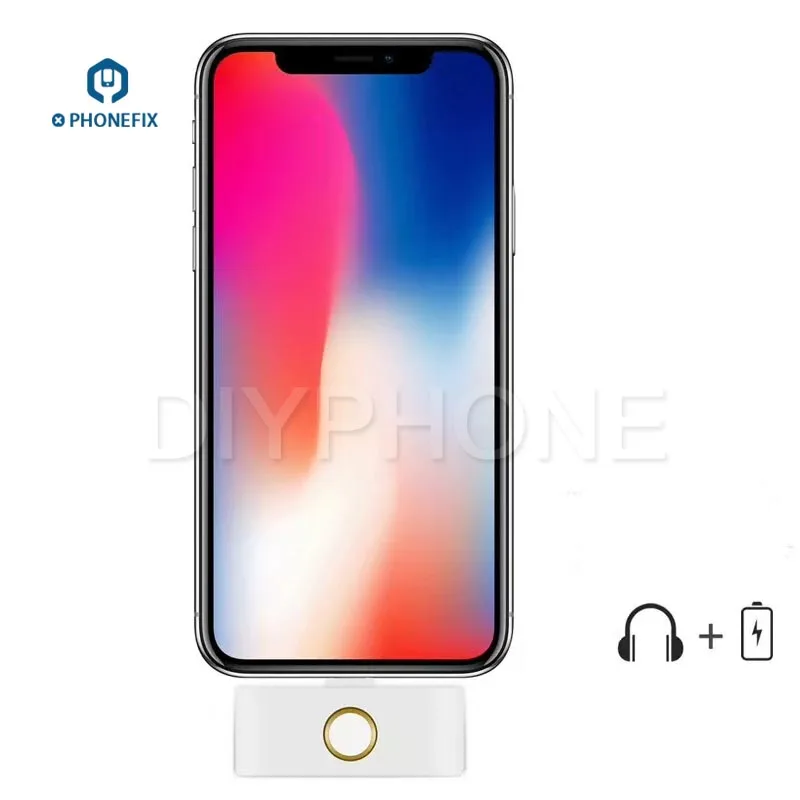 External Home Button 3 5mm Audio Jack Headphone Converter for iPhone X 8 7 6 6S 5 Converter Support Listening Music Charging