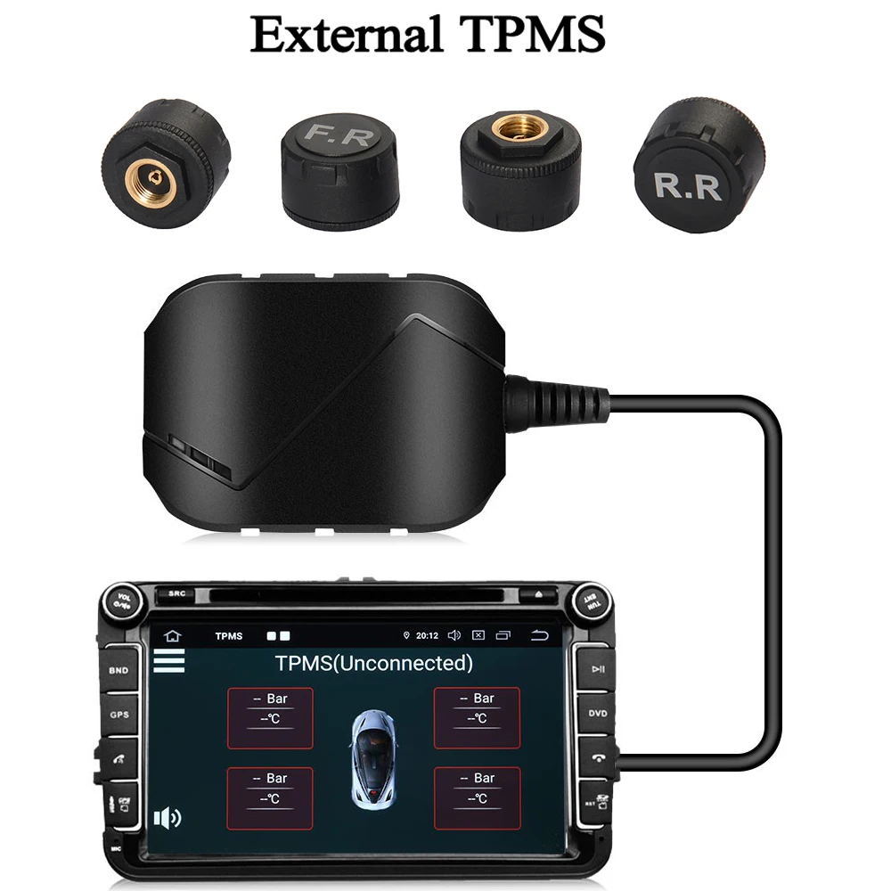 USB Tire Pressure Monitoring System TPMS for Car Radio DVD Player Tyre External Sensor leaking
