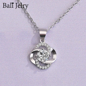 

Bali Jelry Trendy Women Necklace 925 Silver Jewelry Zircon Gemstones Flower Shaped Pendant for Wedding Engagement Accessories