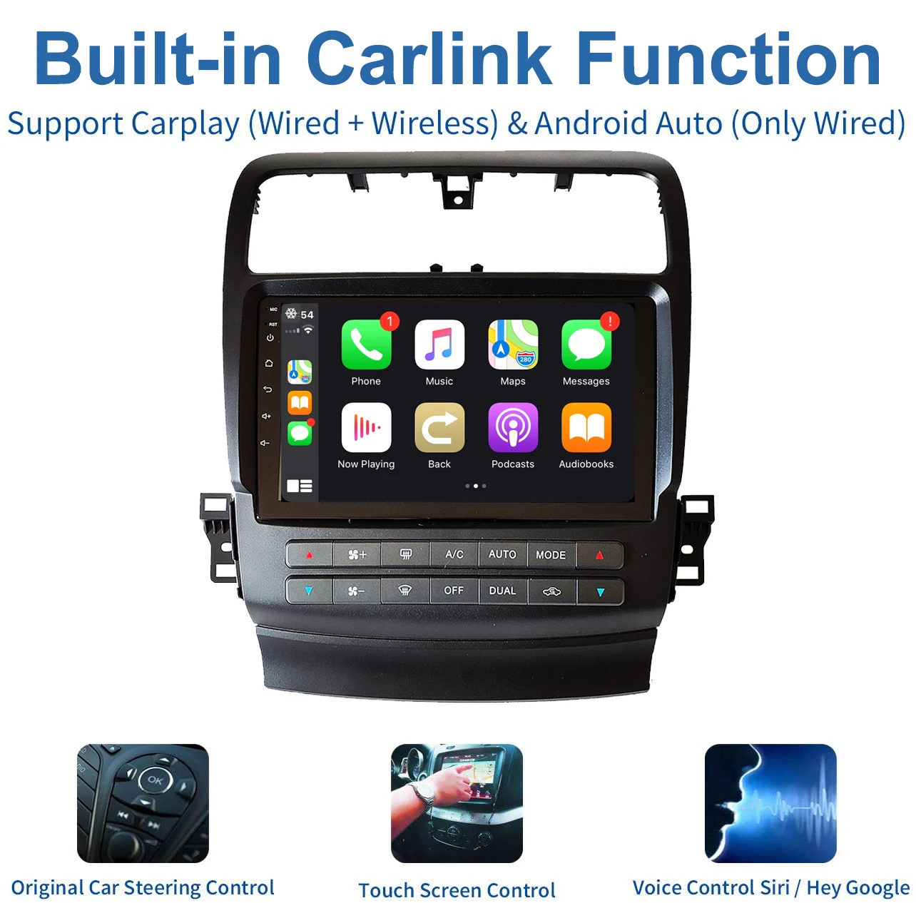 5G WIFI Octa core car android 10 For TSX 2004-2008 1024*600 Car radio GPS Navigation internal carplay
