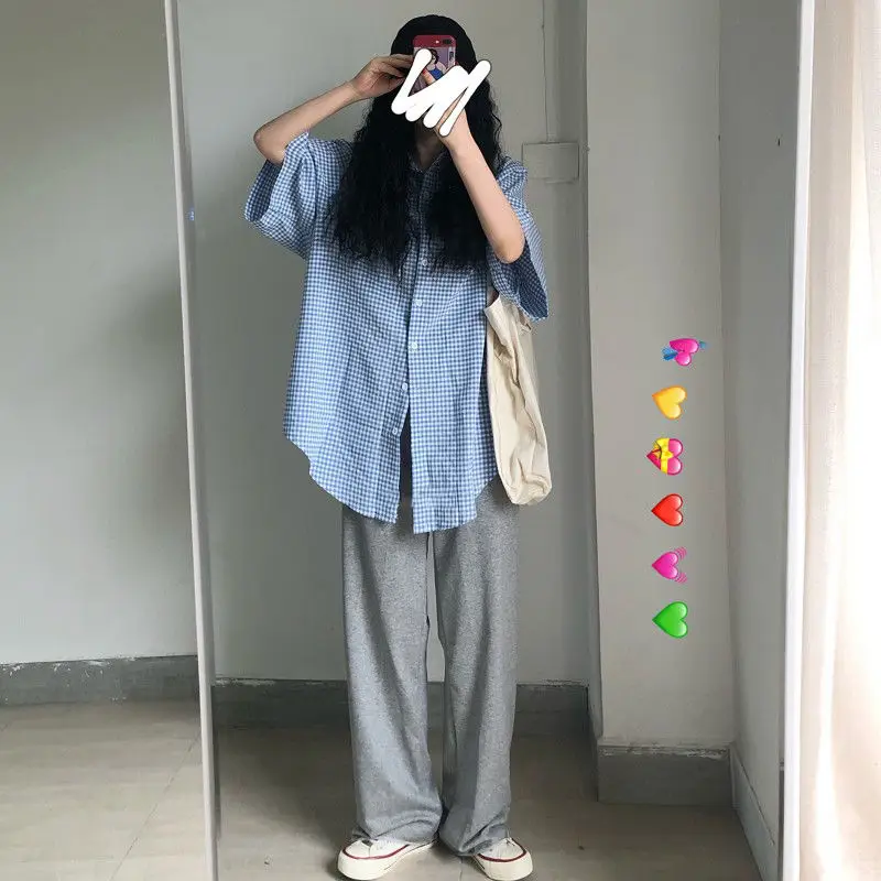 Korean Version of Casual Street Style Suitable for Summer Wear Thin Sweatpants Women Loose Straight Pants Long Woman Korean Version of Casual Street Style Suitable for Summer Wear Thin Sweatpants Women Loose Straight Pants Long Woman