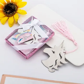 

50Pcs Unicorn Party Favors For Baby Shower,Silver Metal Unicorn Bookmark With Box,Birthday Party Gift For Guests,Wedding Favours