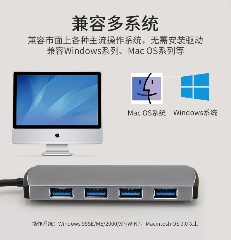 USB 3,0 концентратор разветвитель адаптер концентратор USB type C 4 порта для MacBook Air Pro Google Chromebook Pixelbook PC ноутбук USB-C type-C концентратор