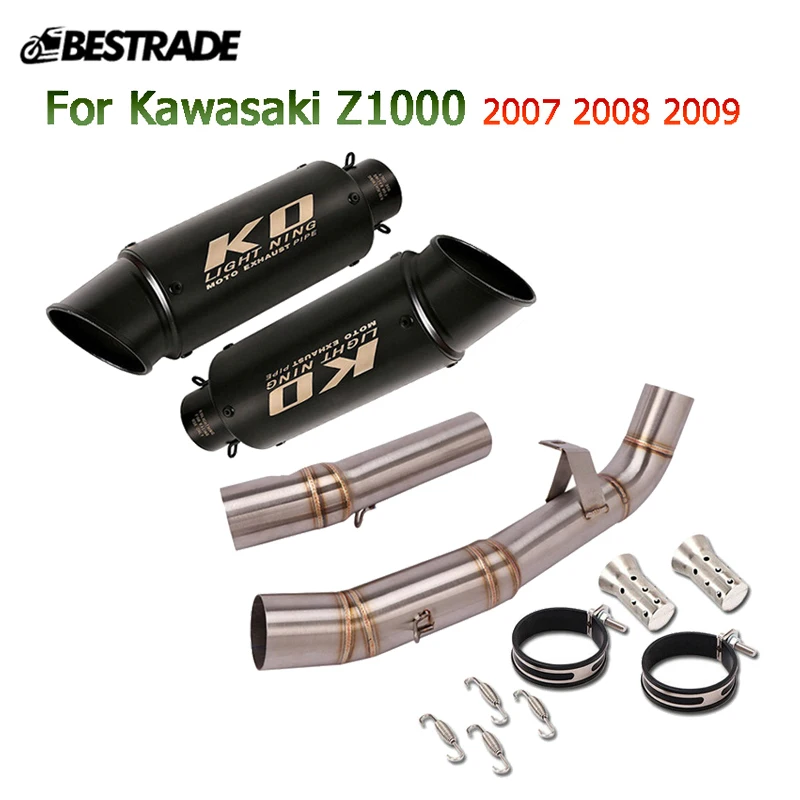 

Выхлопная система для Kawasaki Z1000 2007 2008 2009 мотоцикла средний соединительный трубопровод 51 мм Глушитель левая и правая сторона с дБ убийцей