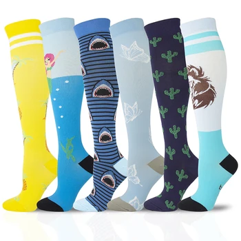 

Novelty Cartoon Compression Socks Men Women Cactus Butterfly Mermaid Shark Happy Funny Varicose Vein Nursing Compression Socks