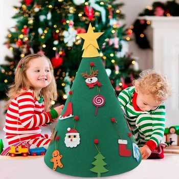 

DIY Felt Christmas Tree Decor Santa Claus Kids Toys Christmas Decor for Home 2020 Xmas Hanging Ornaments New Year 2021 Gifts